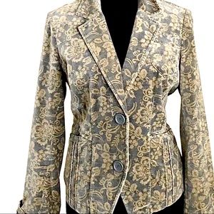DKNY Velvet Pattern Detailed Classic Blazer